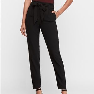 Black High Waist Paper Bag Pants - Express